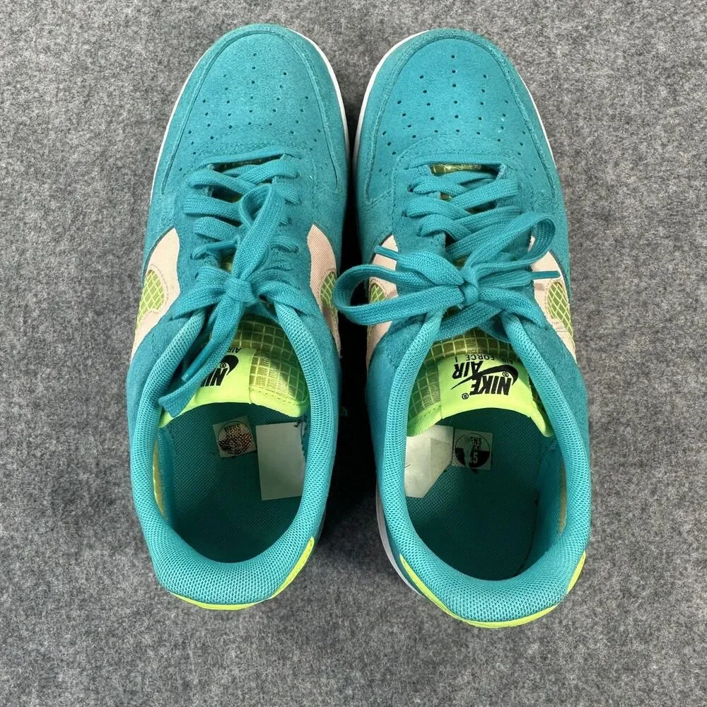 Nike Air Force 1 Low Shoes Sneakers Mens Sz 9.5 Teal Multicolor Suede CK4383-300